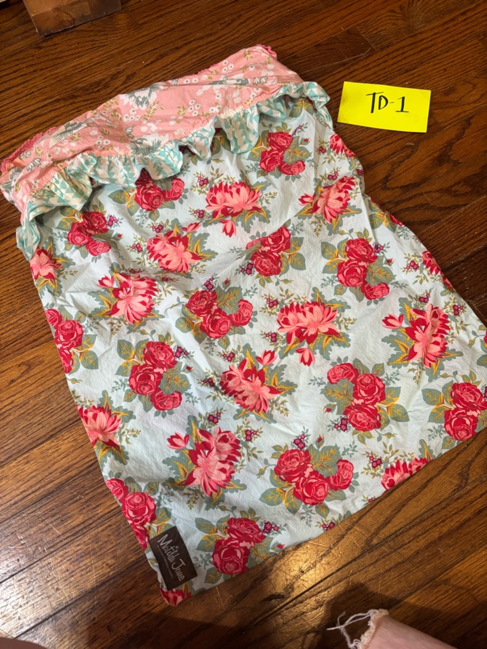 Matilda Jane Floral pillowcase in Mint, Pink & Red